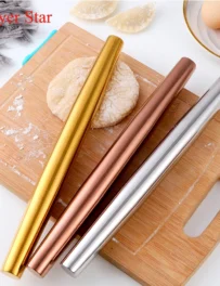 1Pcs Stainless Steel Non-Stick Rolling Pin Dough Roller Bake Pizza Kitchen Utensil Noodles Cookie Dumplings Making Baking Tools