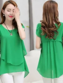 Womens Short Sleeve Chiffon Blouse Peplum Summer Tops Ladies Long Office Shirts Ruffle Blouse Femme 4XL 5XL